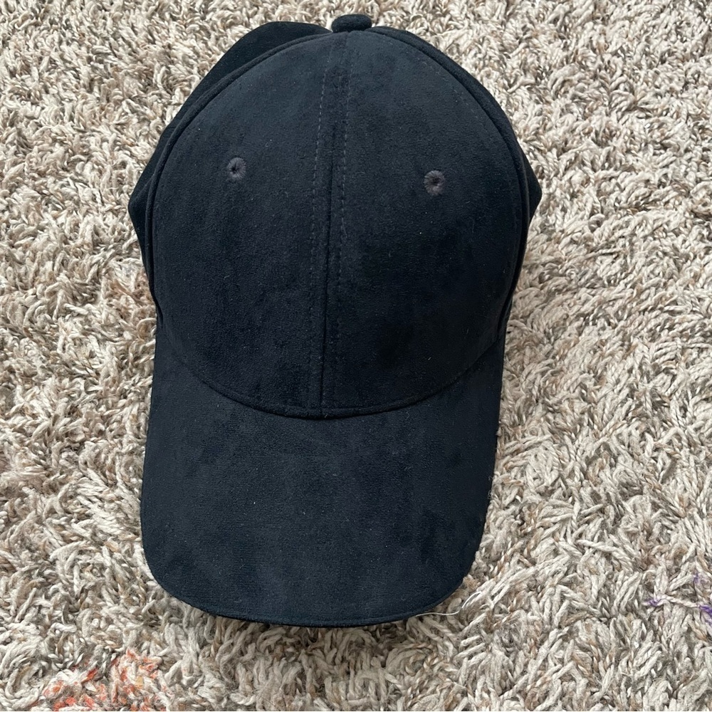 Athleta URX black faux suede hat one size adjustable unisex casual wear athletic